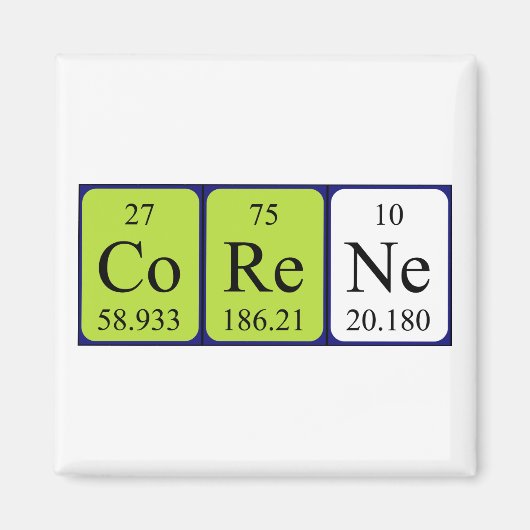 Corene periodieke table name magnet (Voorkant)