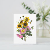 Coreopsis en Roos Hips Redoute Bouquet Briefkaart (Staand voorkant)
