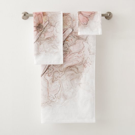 Coreopsis Floral Waterverf Blush Pink ID712 Bad Handdoek (Insitu)