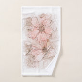 Coreopsis Floral Waterverf Blush Pink ID712 Bad Handdoek (Handdoek)