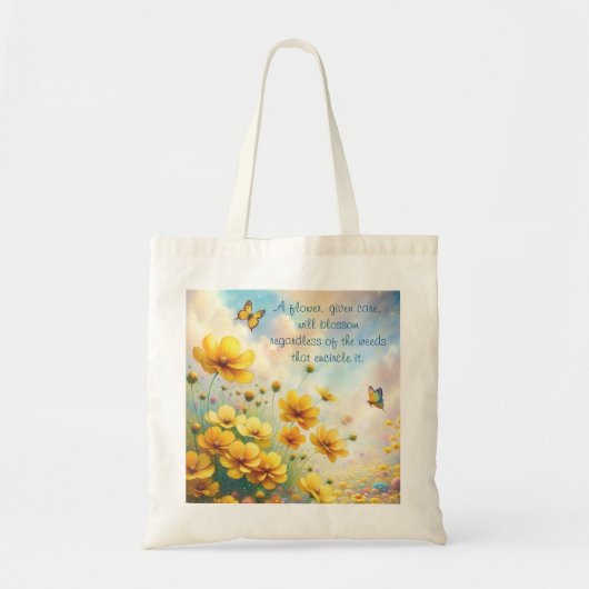 Coreopsis & Quote Tote Bag (Voorkant)