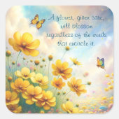 Coreopsis & Quote Vierkante Sticker (Voorkant)