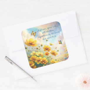 Coreopsis & Quote Vierkante Sticker