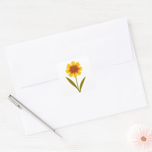 Coreopsis — vrolijkheid vierkante sticker (Envelop)