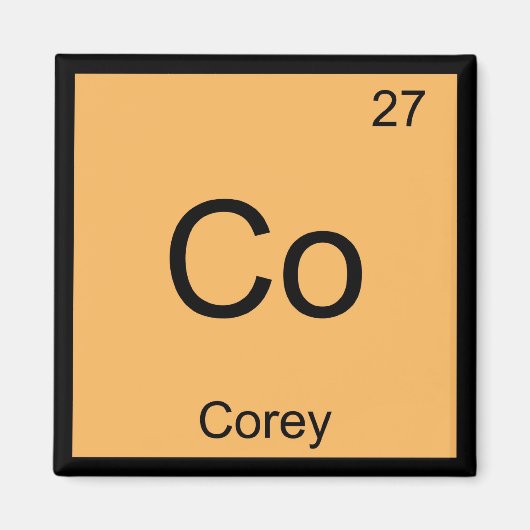 Corey naam scheikunde element periodiek systeem magneet (Voorkant)