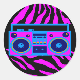COREY TIGER 1980'S RETRO BOOMBOX TIGER STREPEN RONDE STICKER
