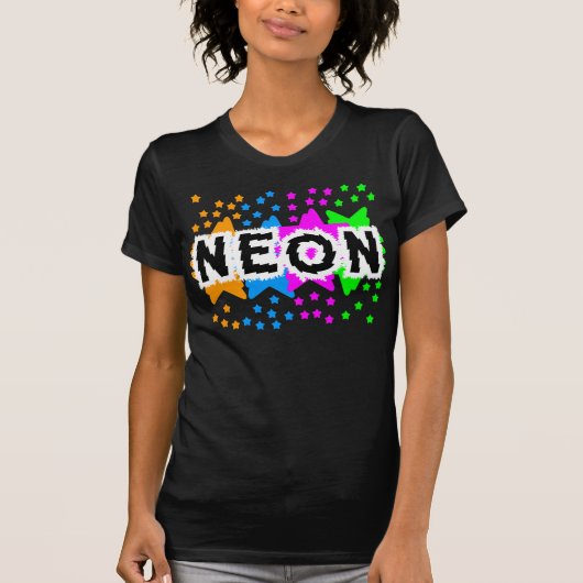 COREY TIGER 1980s RETRO NEON STARS T-shirt (Voorkant)