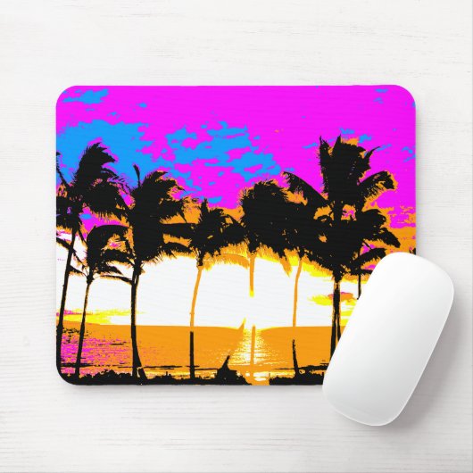 COREY TIGER 1980s RETRO PALM TREES SUNSET Muismat (Met muis)