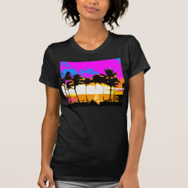 COREY TIGER 1980s RETRO PALM TREES SUNSET T-shirt