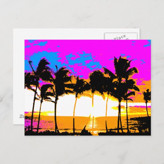 Corey Tiger 1980S Retro  palmbomen Zonsondergang Briefkaart (Voorkant / Achterkant)