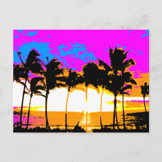 Corey Tiger 1980S Retro  palmbomen Zonsondergang Briefkaart