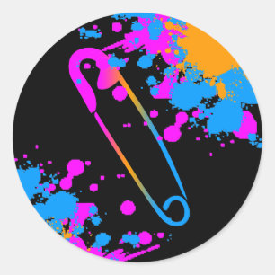 COREY TIGER 1980'S RETRO PUNK VEILIGHEIDSPIN SPLAT RONDE STICKER