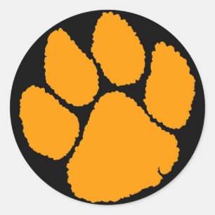 COREY TIGER 1980's RETRO TIGER CLAW ORANJE Ronde Sticker