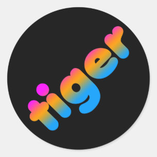 COREY TIGER 1980's RETRO TIGER MULTICOLOR Ronde Sticker