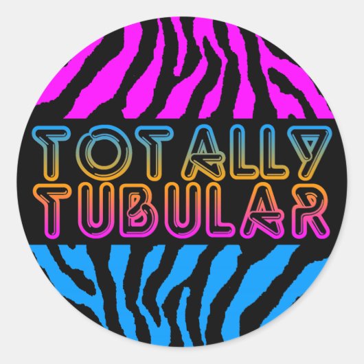 Corey Tiger 1980's Retro Totally Tubular Stripes Ronde Sticker (Voorkant)