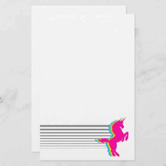 COREY TIGER 1980s RETRO UNICORN Briefpapier (Voorkant / Achterkant)