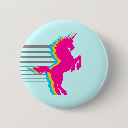 COREY TIGER 1980s RETRO UNICORN Ronde Button 5,7 Cm (Voorkant)