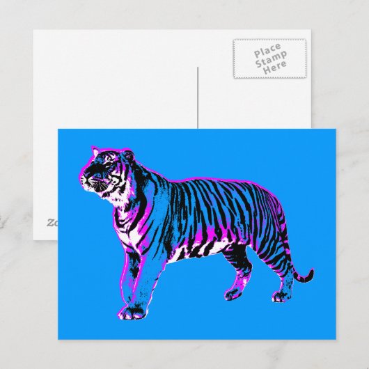 Corey Tiger 1980s Retro Wild Tiger Briefkaart (Voorkant / Achterkant)