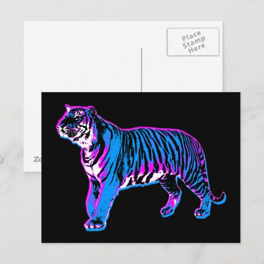COREY TIGER 1980s RETRO  WILD TIGER Briefkaart (Voorkant / Achterkant)