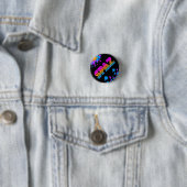COREY TIGER 1980s SPAZ SPLATTER PIN BUTTON (In situ)