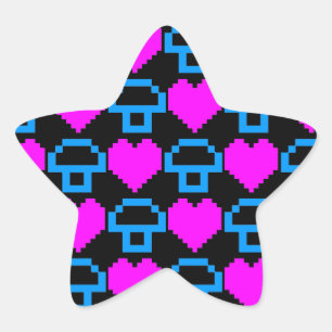 Corey Tiger 80s 8-bit Paddenstoelen Harten Ster Sticker