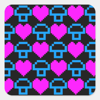 Corey Tiger 80s 8-bit Paddenstoelen Harten Vierkante Sticker