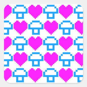 Corey Tiger 80s 8-bit Paddenstoelen Harten Vierkante Sticker