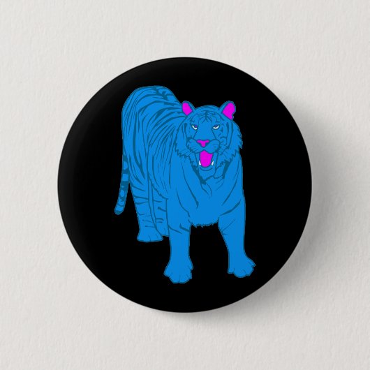 COREY TIGER 80's BLAUWE TIGER STAAND Ronde Button 5,7 Cm (Voorkant)