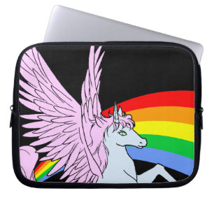 Corey Tiger 80s Eenhoorn Regenboog Laptop Sleeve