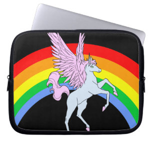 Corey Tiger 80s Eenhoorn Regenboog Laptop Sleeve