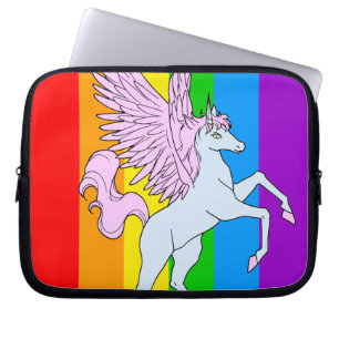 Corey Tiger 80s Eenhornige Regenboog Laptop Sleeve