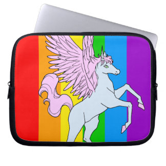Corey Tiger 80s Eenhornige Regenboog Laptop Sleeve