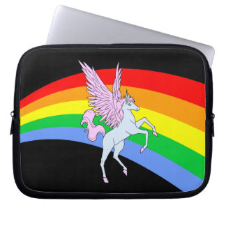 Corey Tiger 80s Eenhornige Regenboog Laptop Sleeve