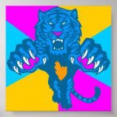 Corey Tiger 80's Fierce Pouncing Tiger Poster (Voorkant)