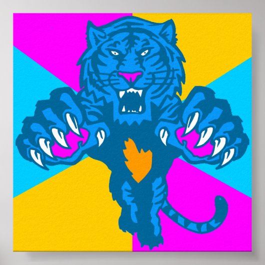 Corey Tiger 80's Fierce Pouncing Tiger Poster (Voorkant)