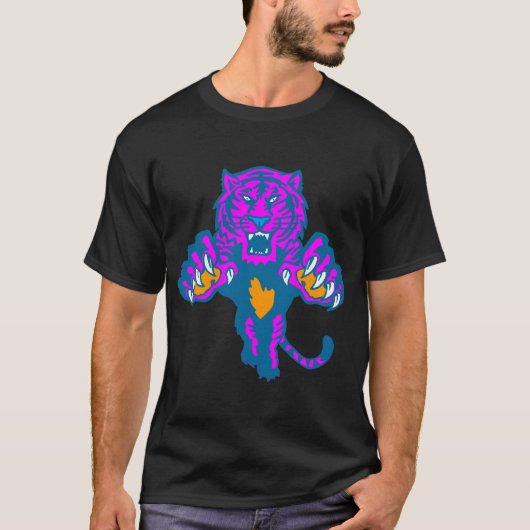 Corey Tiger 80's  Fierce Pouncing Tiger T-shirt (Voorkant)