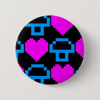 Corey Tiger 80's  Gamer Hearts Paddenstoelen Ronde Button 5,7 Cm