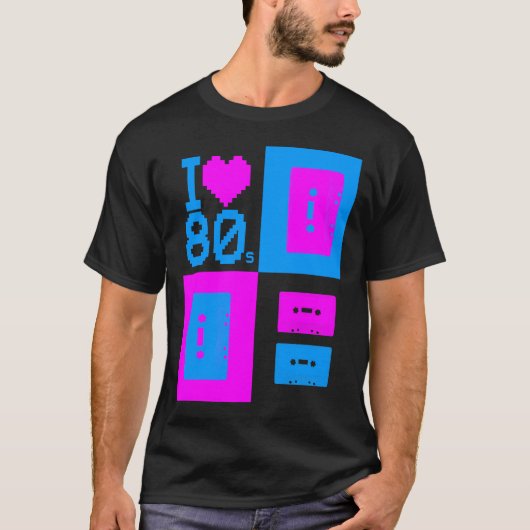 Corey Tiger 80s "I Love 80s Cassettebandjes" Shirt (Voorkant)