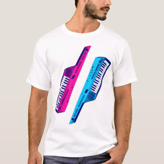 Corey Tiger 80s  Keytar Pink & Blue T-shirt