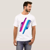 Corey Tiger 80s  Keytar Pink & Blue T-shirt (Voorkant volledig)