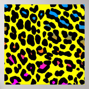 Corey Tiger 80s Leopard Spots (Geel) Poster