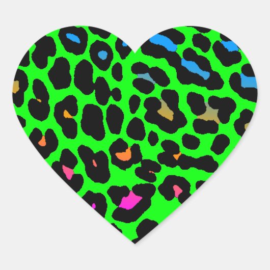 Corey Tiger 80s Leopard Spots (Groen) Hart Sticker (Voorkant)