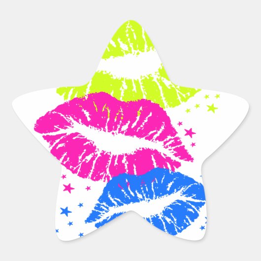 Corey Tiger 80s Lippen & Sterren Ster Sticker (Voorkant)