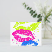 Corey Tiger 80s  Lips & Stars Kisses Briefkaart (Staand voorkant)