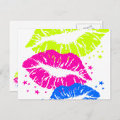 Corey Tiger 80s  Lips & Stars Kisses Briefkaart (Voorkant / Achterkant)