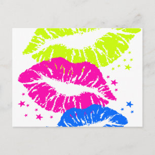 Corey Tiger 80s  Lips & Stars Kisses Briefkaart