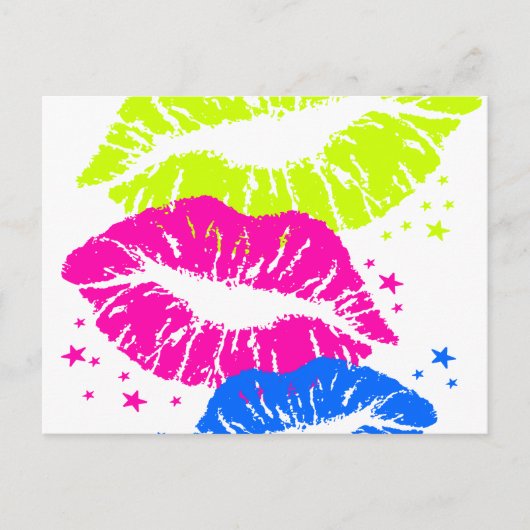 Corey Tiger 80s  Lips & Stars Kisses Briefkaart (Voorkant)