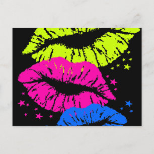 Corey Tiger 80s Lips & Stars Kisses Briefkaart