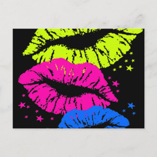 Corey Tiger 80s  Lips & Stars Kisses Briefkaart