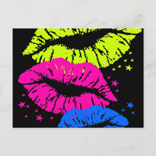 Corey Tiger 80s Lips & Stars Kisses Briefkaart (Voorkant)